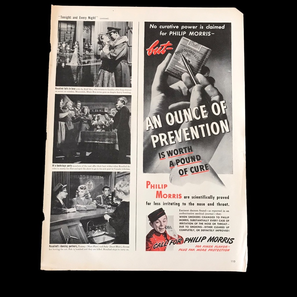 1940’s Vintage Philip Morris Cigerette Print Ad